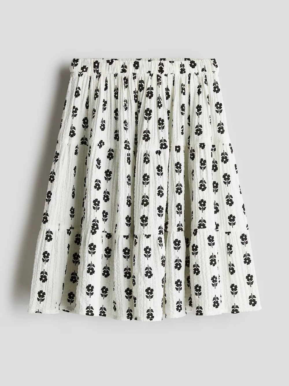 H&M White Floral Tiered Seersucker Skirt Size 6 Years